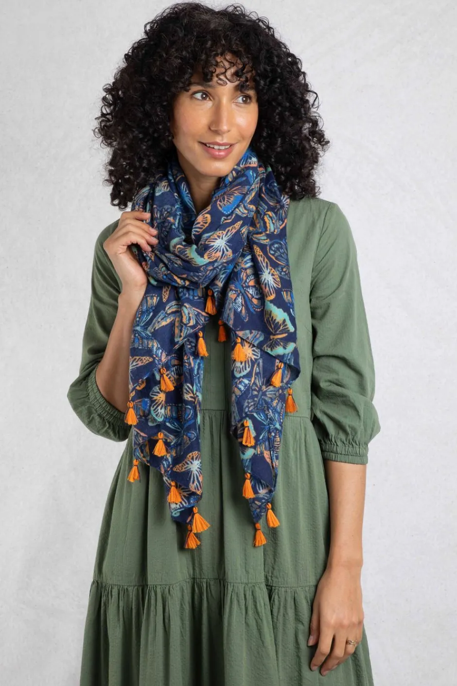 Weird Fish Socks & Tights|Socks & Tights|Marelia Eco Printed Scarf Dark Blue