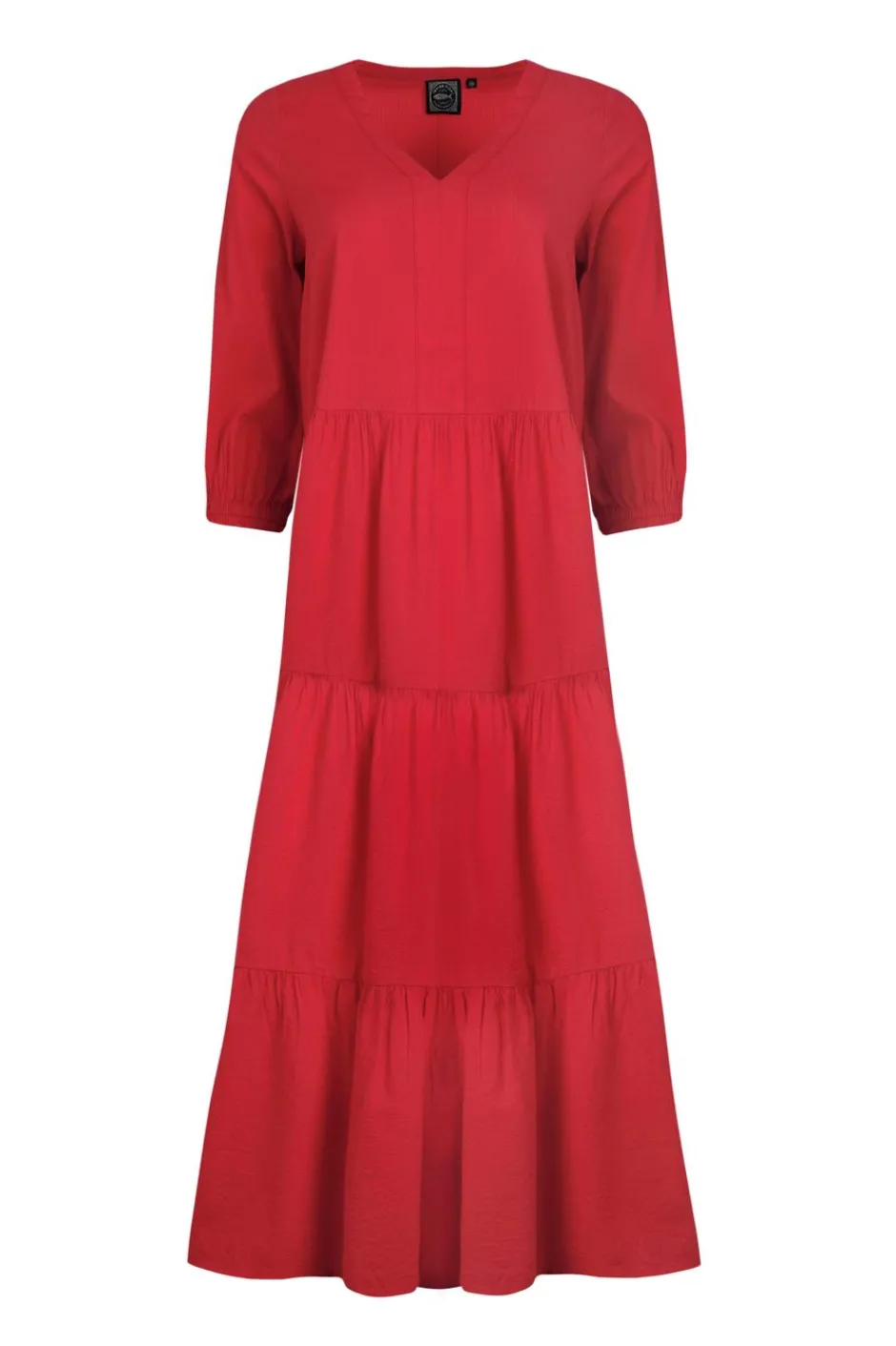 Weird Fish Dresses|Margo Seersucker Tiered Midi Dress Crimson