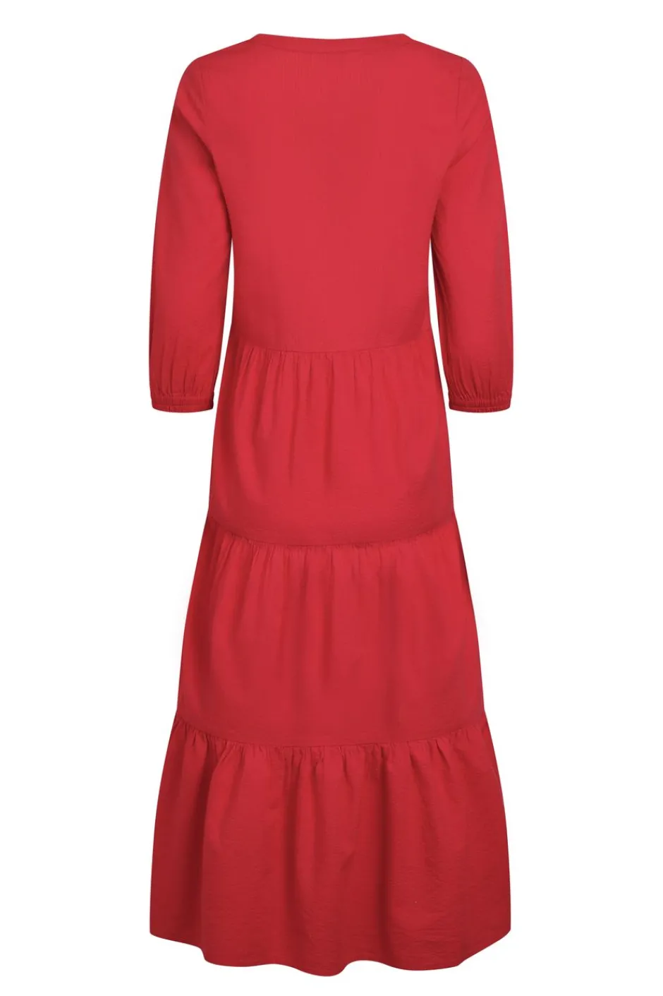 Weird Fish Dresses|Margo Seersucker Tiered Midi Dress Crimson