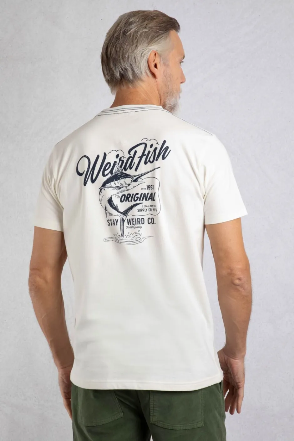 Weird Fish T-Shirts|Marlin Eco Back Print T-Shirt Dusty White