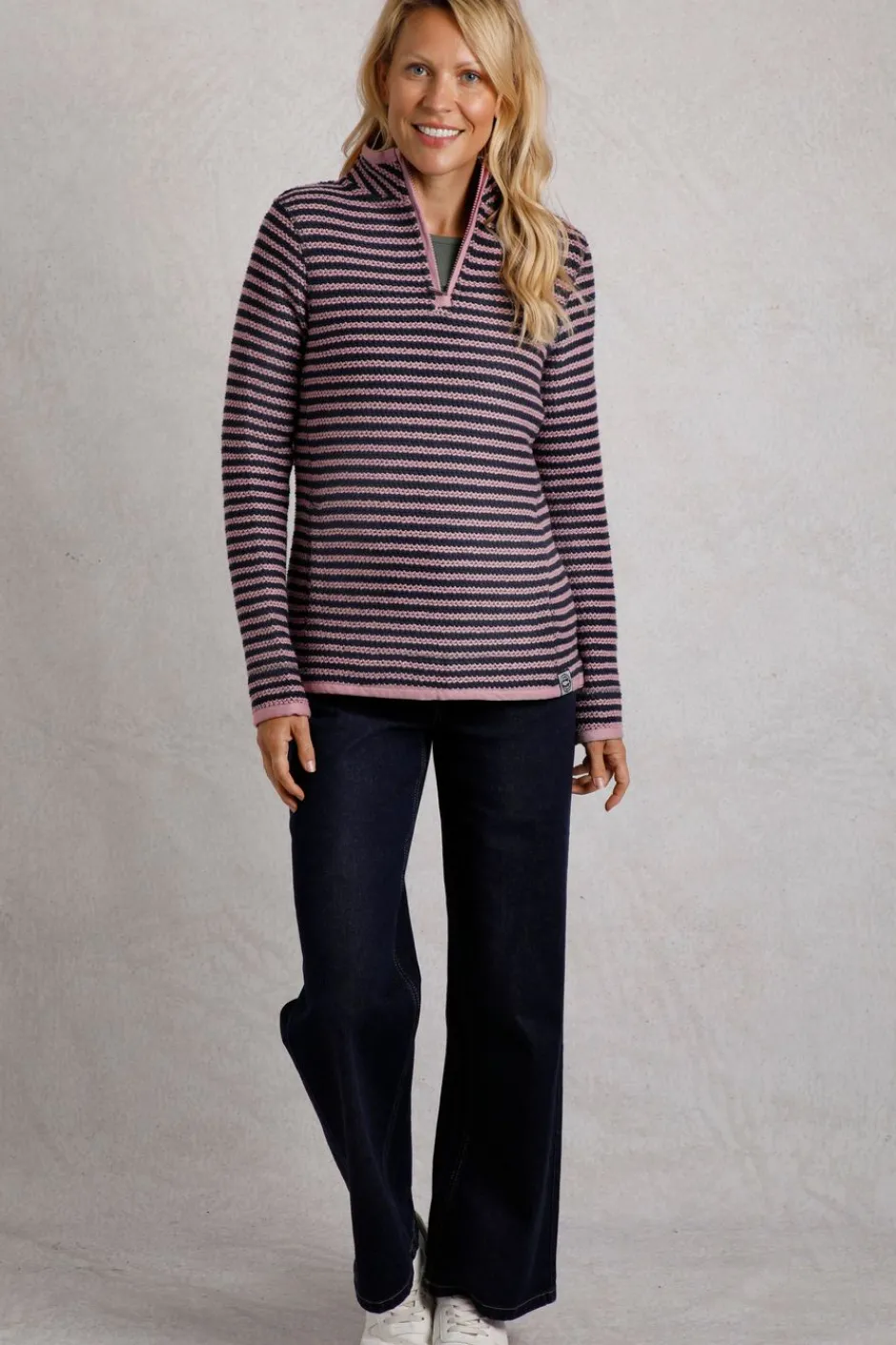 Weird Fish Sweatshirts & Hoodies|Meadow 1/4 Zip Stripe Eco Macaroni Heather