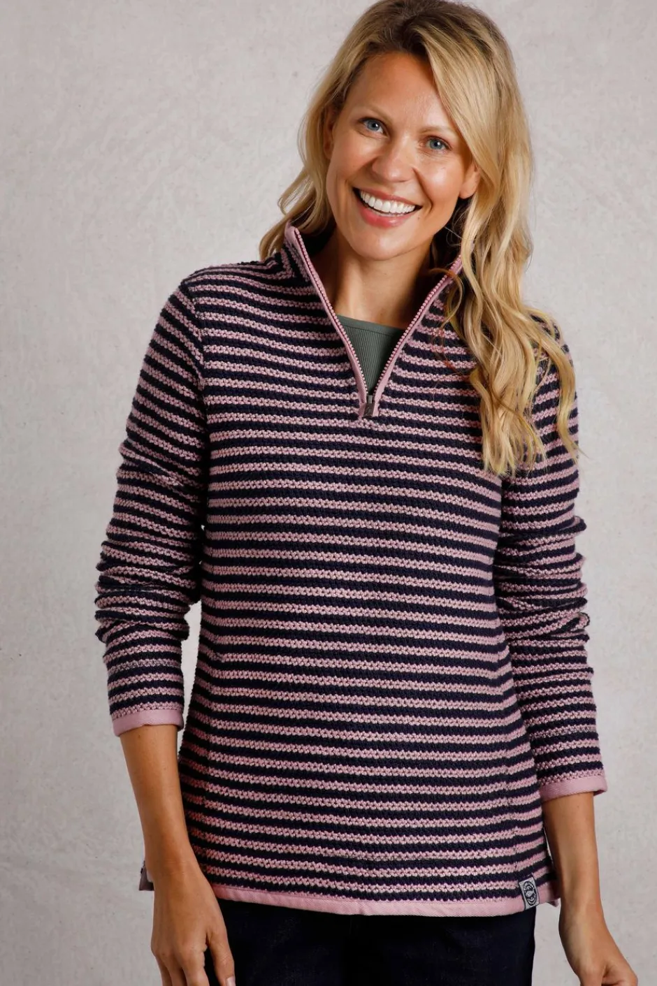 Weird Fish Sweatshirts & Hoodies|Meadow 1/4 Zip Stripe Eco Macaroni Heather