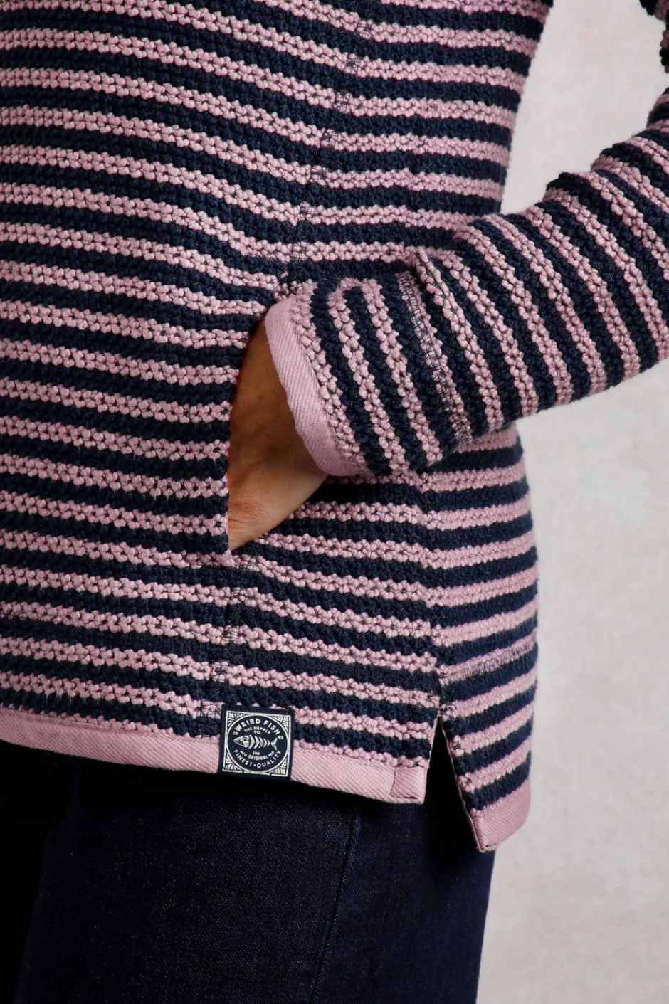Weird Fish Sweatshirts & Hoodies|Meadow 1/4 Zip Stripe Eco Macaroni Heather