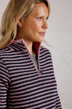 Weird Fish Sweatshirts & Hoodies|Meadow 1/4 Zip Stripe Eco Macaroni Heather