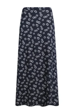 Weird Fish Skirts|Medivet Printed Jersey Maxi Skirt Navy Blue