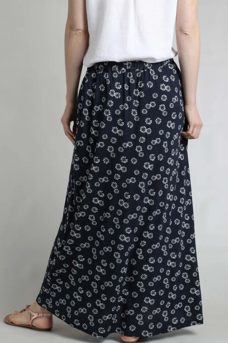 Weird Fish Skirts|Medivet Printed Jersey Maxi Skirt Navy Blue