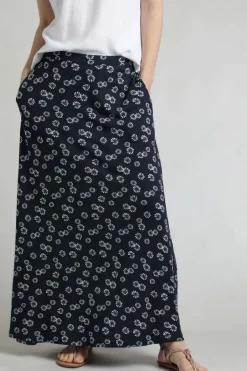 Weird Fish Skirts|Medivet Printed Jersey Maxi Skirt Navy Blue