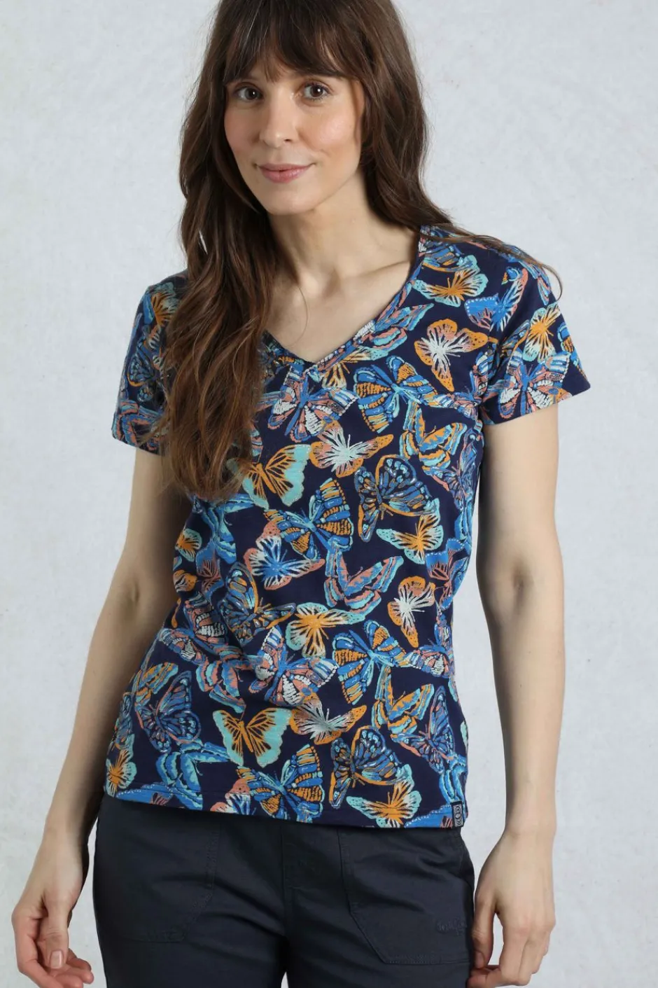 Weird Fish Tunics|Tops & T-Shirts|Merica Organic Cotton Printed Jersey T-Shirt Dark Blue