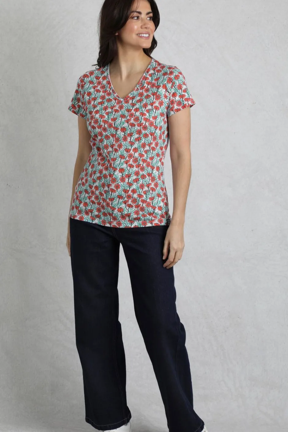 Weird Fish Tunics|Tops & T-Shirts|Merica Organic Cotton Printed Jersey T-Shirt Rouge