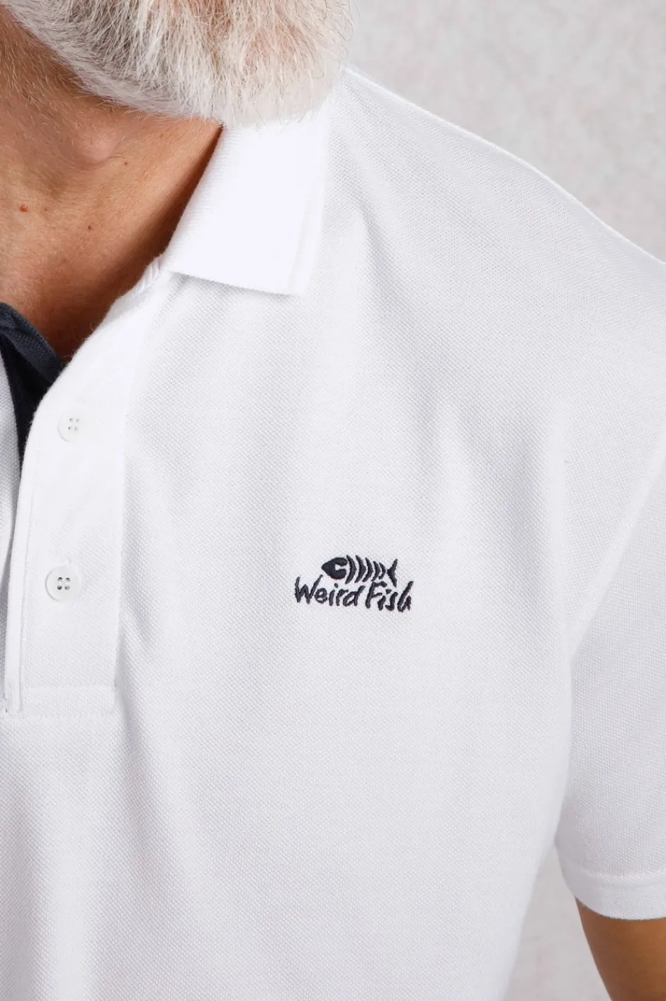 Weird Fish Polo & Rugby Shirts|Miles Organic Cotton Pique Polo White