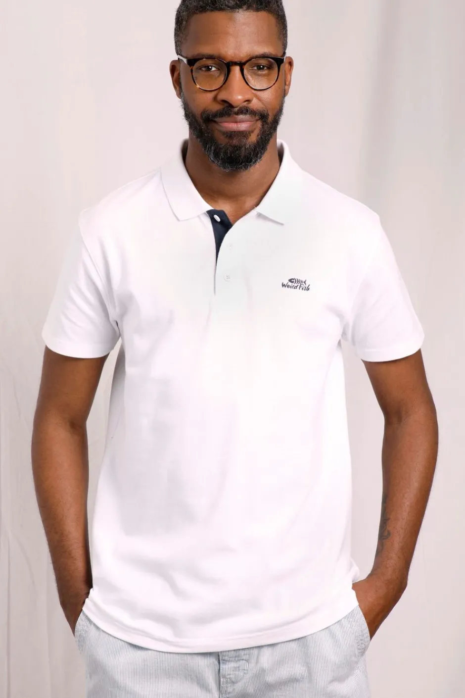 Weird Fish Polo & Rugby Shirts|Miles Organic Cotton Pique Polo White