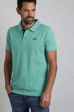 Weird Fish Polo & Rugby Shirts|Miles Organic Cotton Pique Polo Aqua Marine