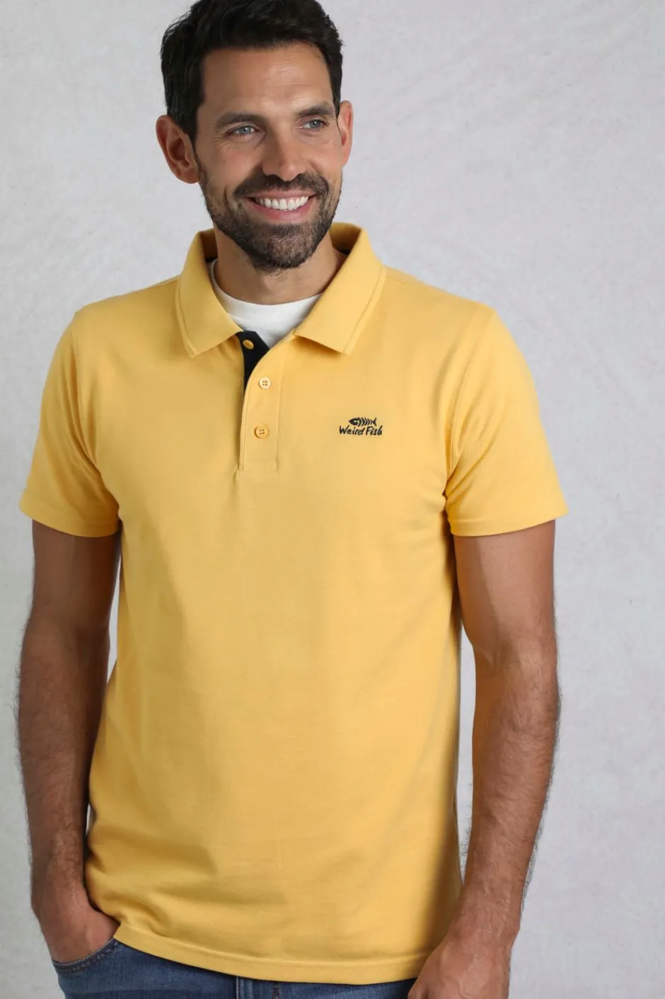 Weird Fish Polo & Rugby Shirts|Miles Organic Cotton Pique Polo Lemon