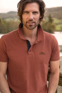 Weird Fish Polo & Rugby Shirts|Miles Organic Cotton Pique Polo Baked Clay