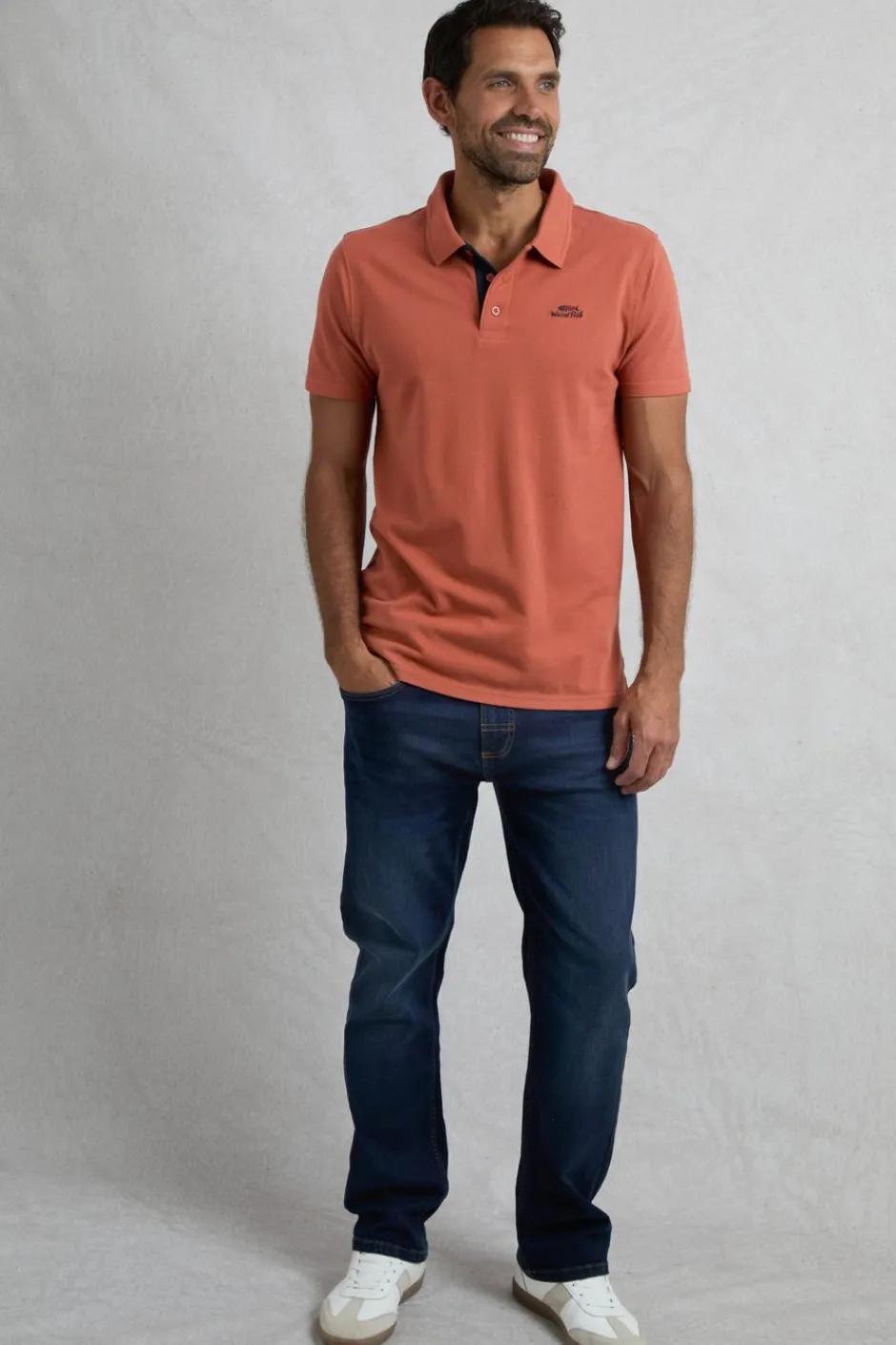 Weird Fish Polo & Rugby Shirts|Miles Organic Cotton Pique Polo Baked Clay