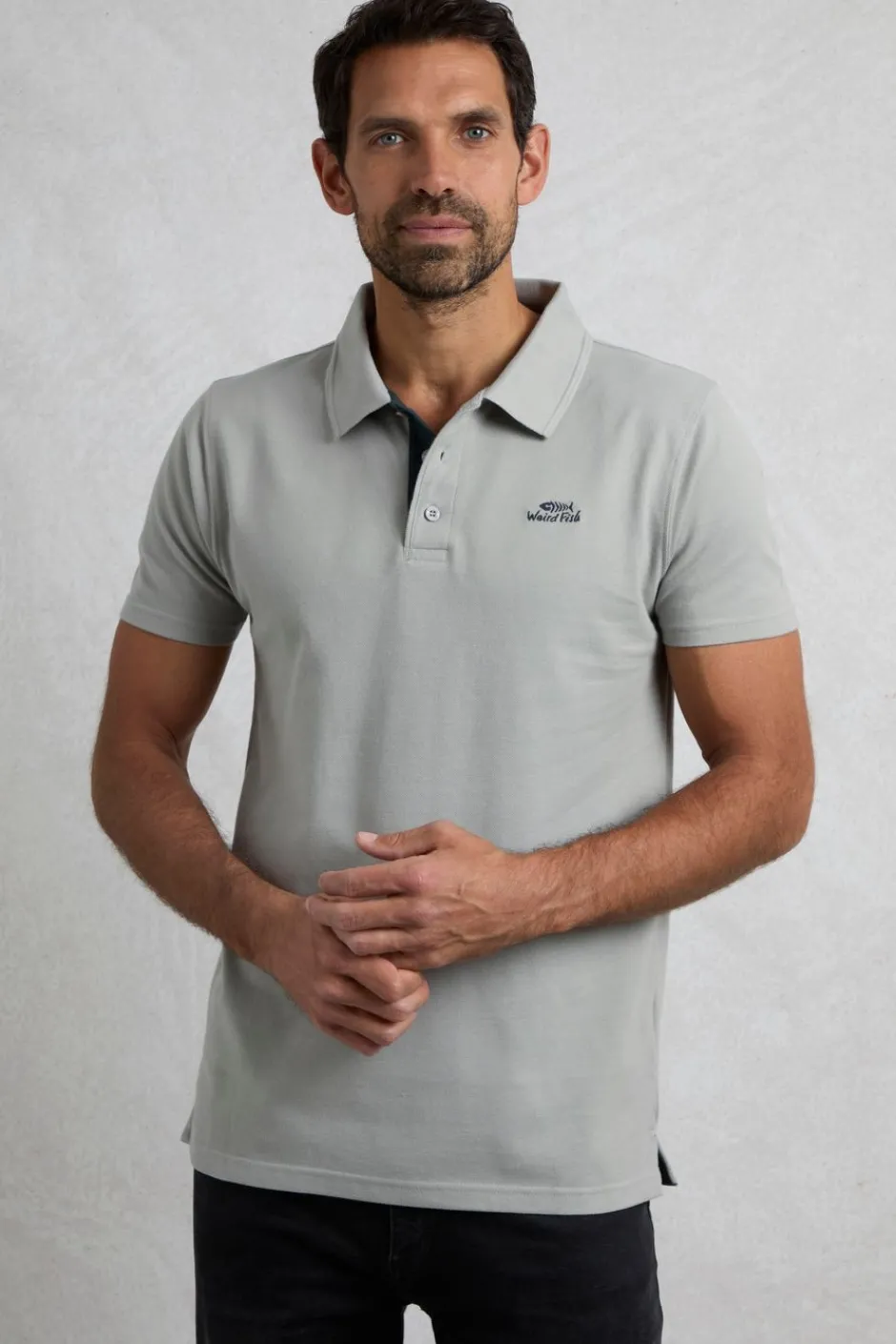 Weird Fish Polo & Rugby Shirts|Miles Organic Cotton Pique Polo Limestone