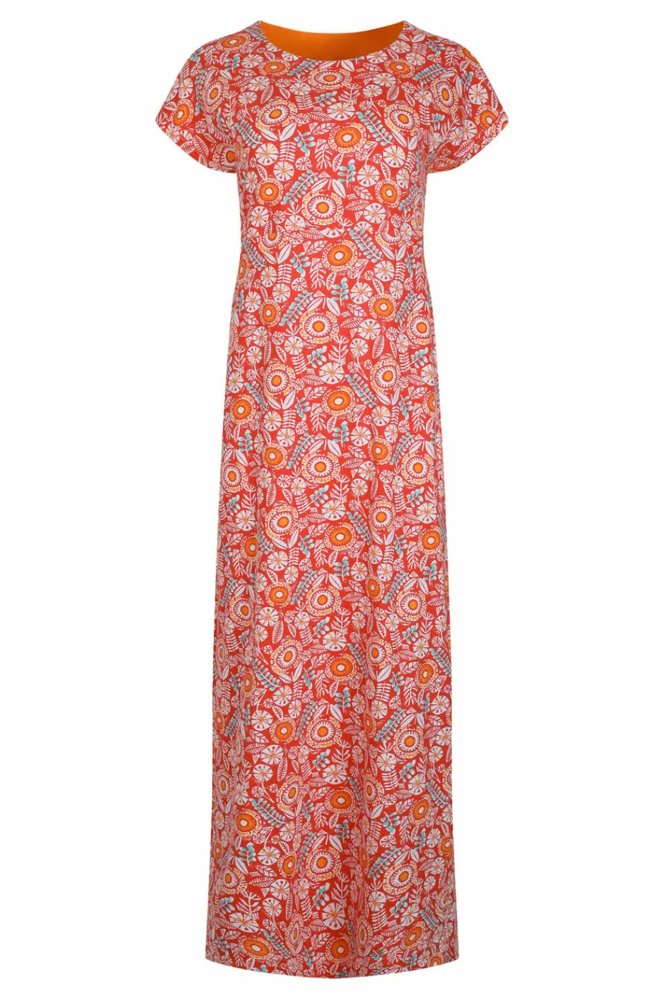 Weird Fish Dresses|Mirren Organic Cotton Printed Maxi Dress Tango Red