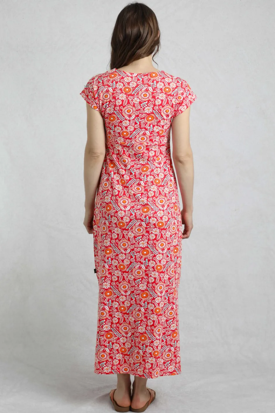 Weird Fish Dresses|Mirren Organic Cotton Printed Maxi Dress Tango Red