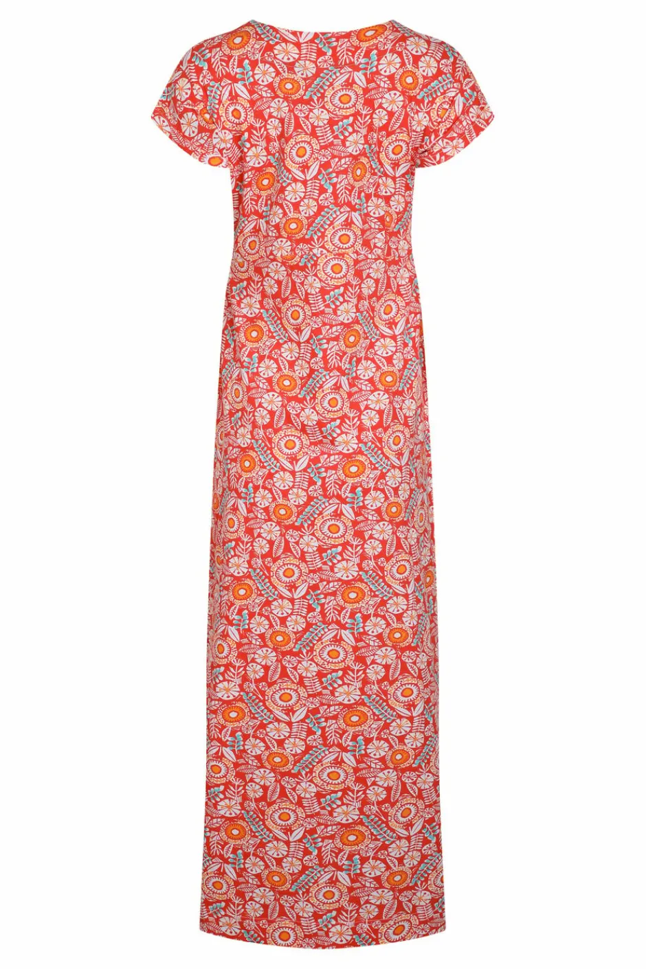 Weird Fish Dresses|Mirren Organic Cotton Printed Maxi Dress Tango Red