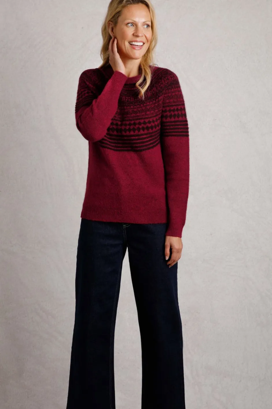 Weird Fish Jumpers & Cardigans|Knitwear|Miska Eco Fair Isle Jumper Rhubarb