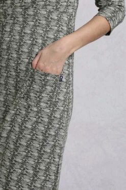 Weird Fish Dresses|Moondust Organic Cotton Printed Jersey Dress Dark Olive