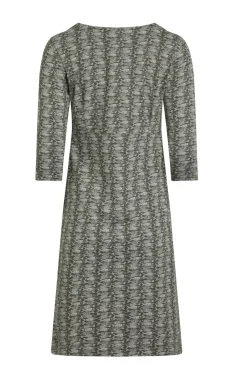 Weird Fish Dresses|Moondust Organic Cotton Printed Jersey Dress Dark Olive