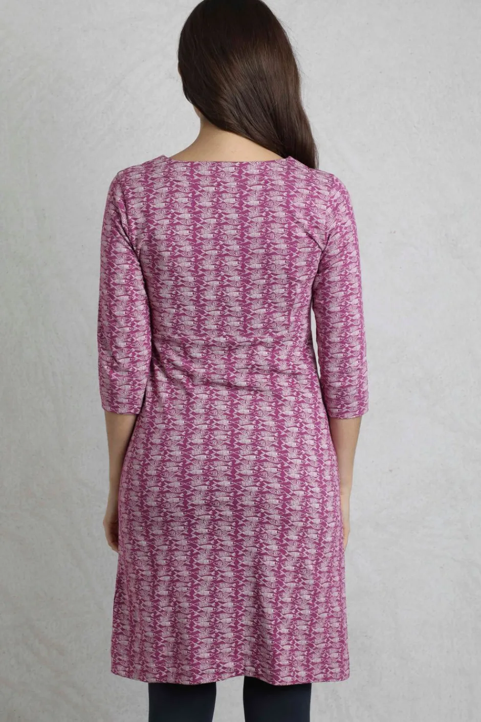 Weird Fish Dresses|Moondust Organic Cotton Printed Jersey Dress Dark Raspberry
