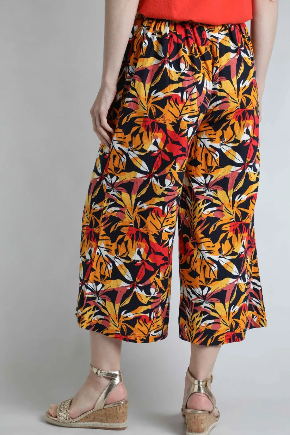 Weird Fish Leggings|Jumpsuits & Playsuits|Mossa Printed Linen Rich Culottes Caramel
