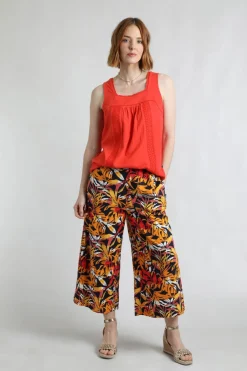 Weird Fish Leggings|Jumpsuits & Playsuits|Mossa Printed Linen Rich Culottes Caramel