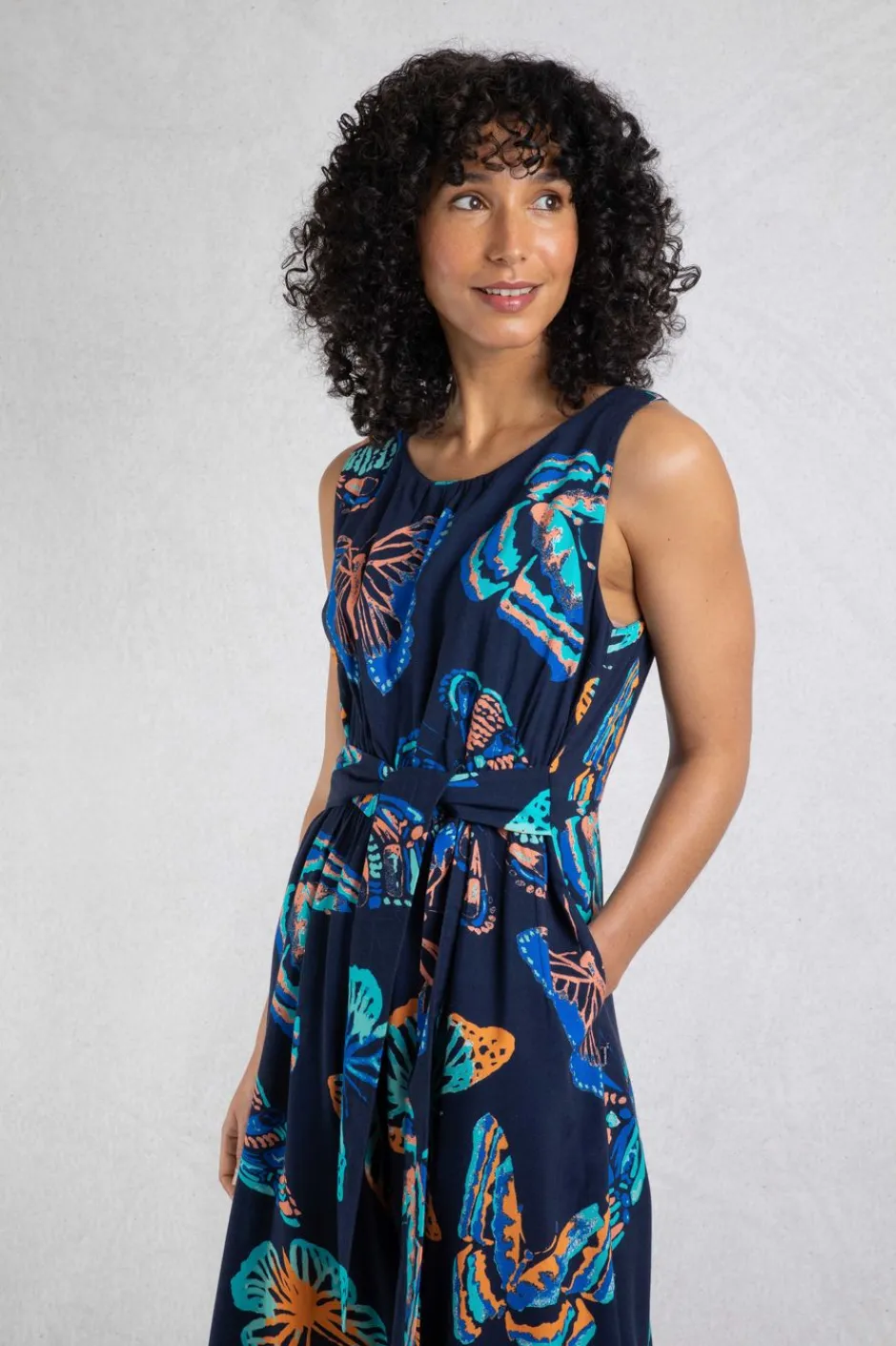 Weird Fish Dresses|Leggings|Nalani LivaEco™ Printed Viscose Jumpsuit Dark Blue