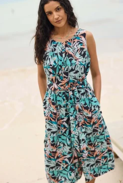 Weird Fish Dresses|Leggings|Nalani LivaEco™ Printed Viscose Jumpsuit Aqua blue