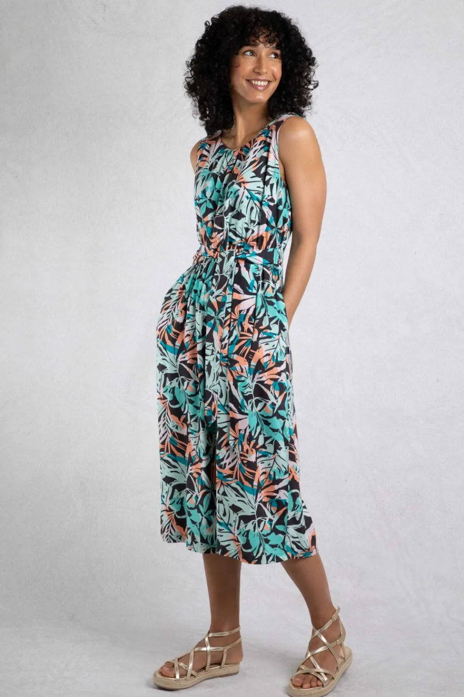 Weird Fish Dresses|Leggings|Nalani LivaEco™ Printed Viscose Jumpsuit Aqua blue