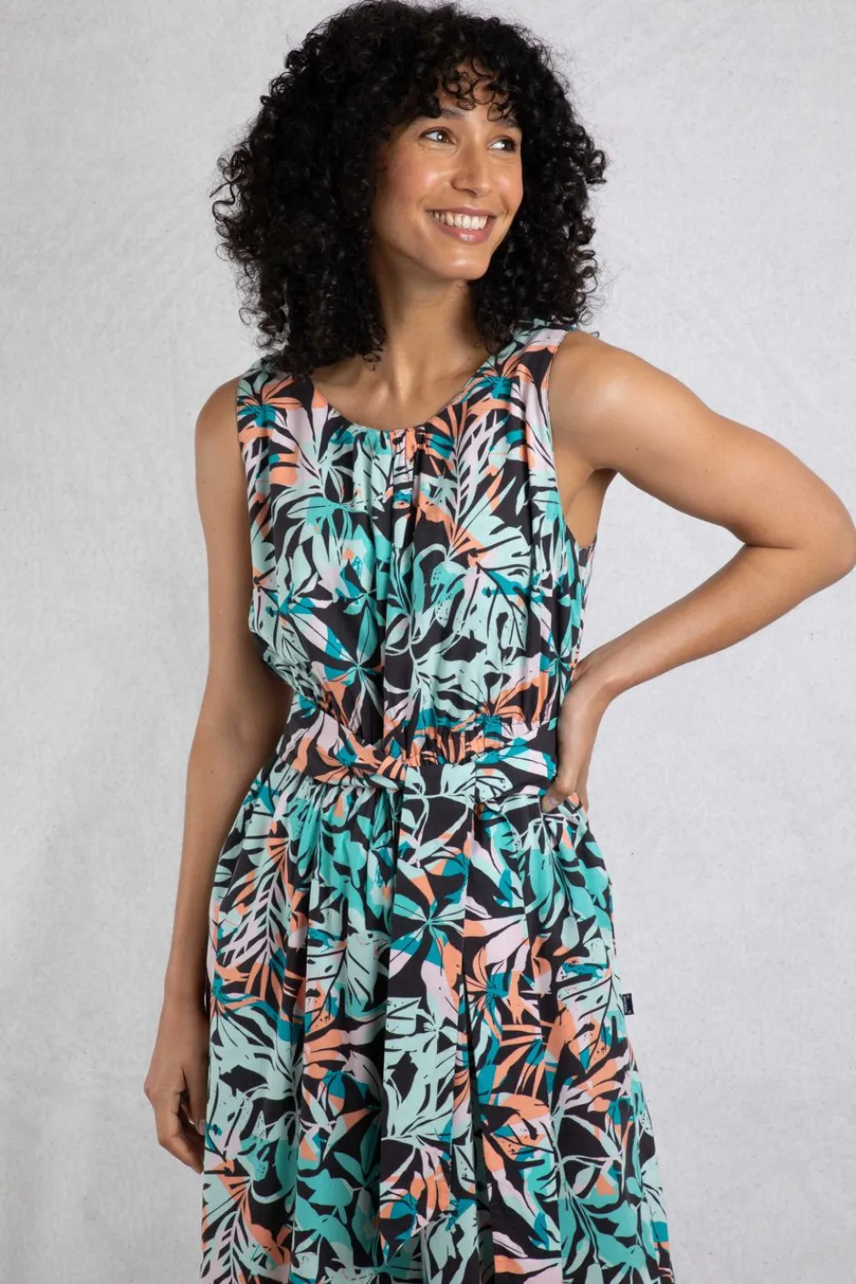 Weird Fish Dresses|Leggings|Nalani LivaEco™ Printed Viscose Jumpsuit Aqua blue