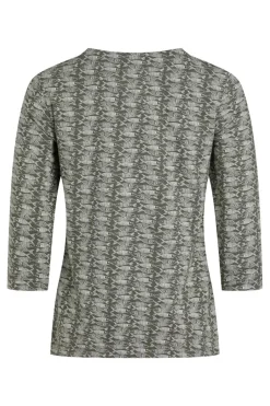 Weird Fish Tunics|Tops & T-Shirts|Nanaimo 3/4 Sleeve Organic Cotton Printed Top Dark Olive