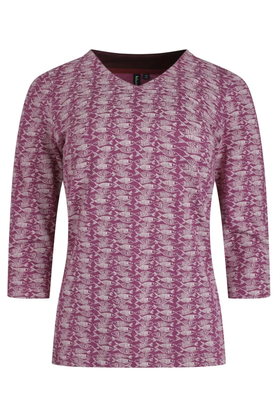 Weird Fish Tunics|Tops & T-Shirts|Nanaimo 3/4 Sleeve Printed Top Dark Raspberry