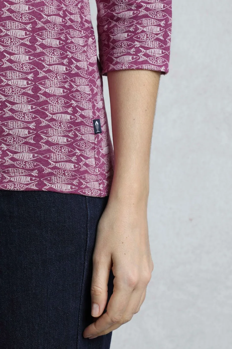 Weird Fish Tunics|Tops & T-Shirts|Nanaimo 3/4 Sleeve Printed Top Dark Raspberry
