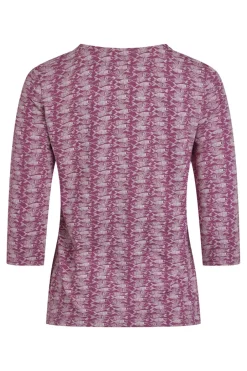 Weird Fish Tunics|Tops & T-Shirts|Nanaimo 3/4 Sleeve Printed Top Dark Raspberry