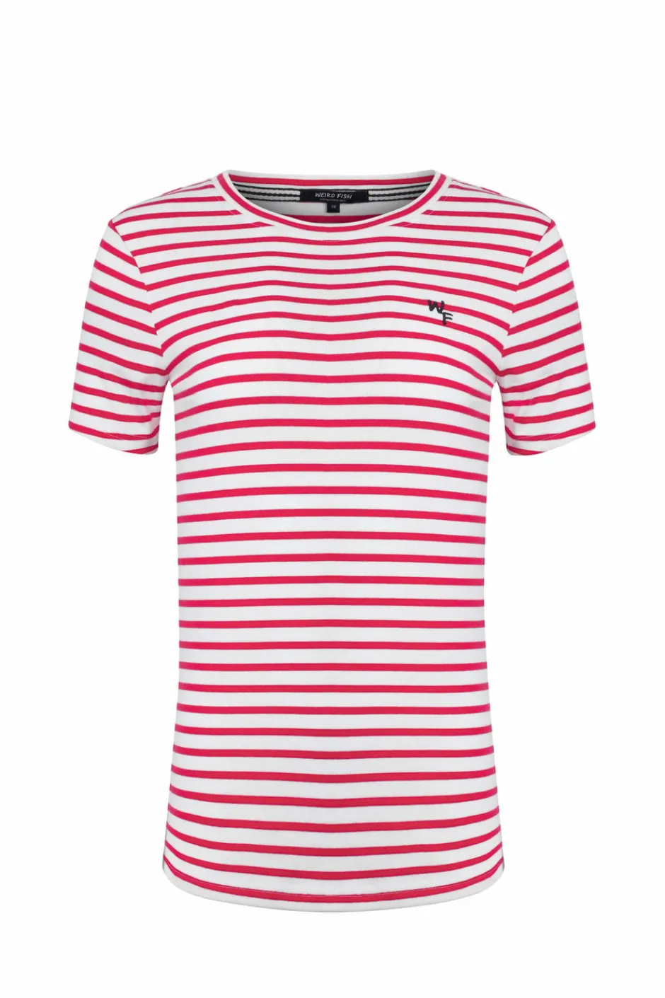 Weird Fish Tunics|Tops & T-Shirts|Natalie Organic Cotton Striped Crew Neck T-Shirt Crimson