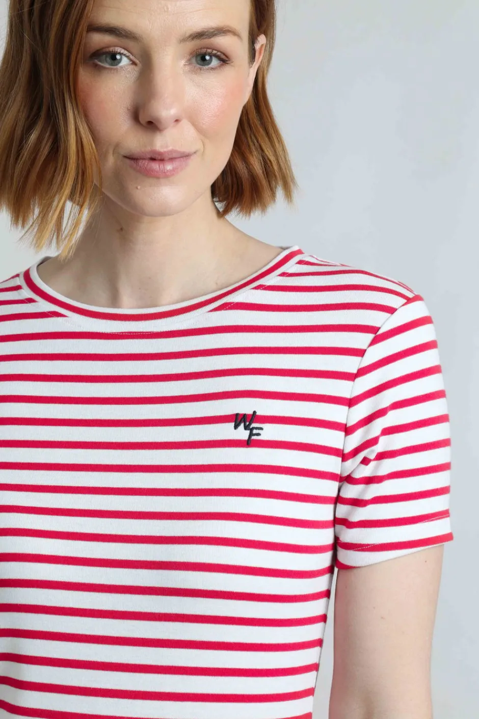 Weird Fish Tunics|Tops & T-Shirts|Natalie Organic Cotton Striped Crew Neck T-Shirt Crimson