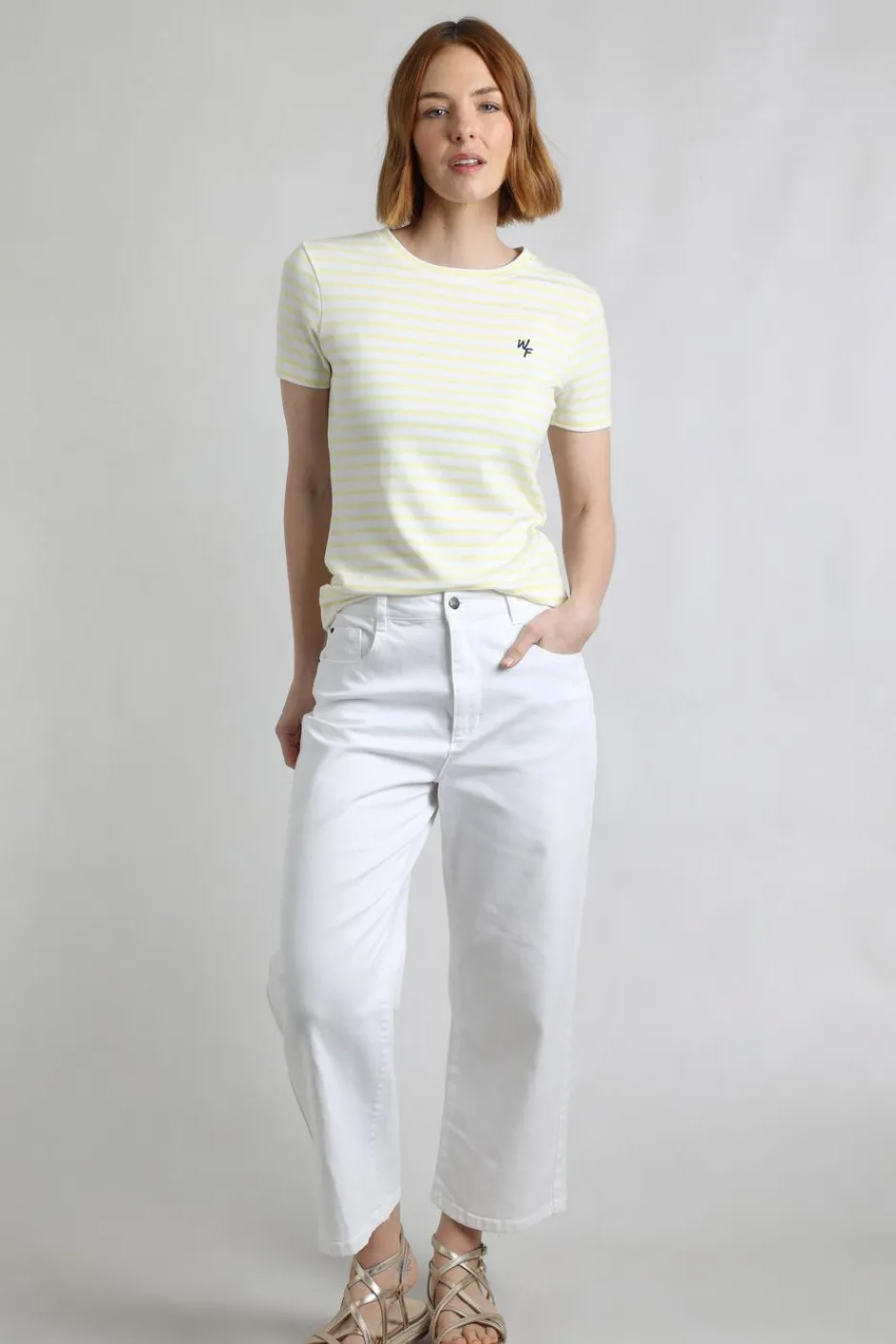 Weird Fish Tunics|Tops & T-Shirts|Natalie Organic Cotton Striped Crew Neck T-Shirt Lemon