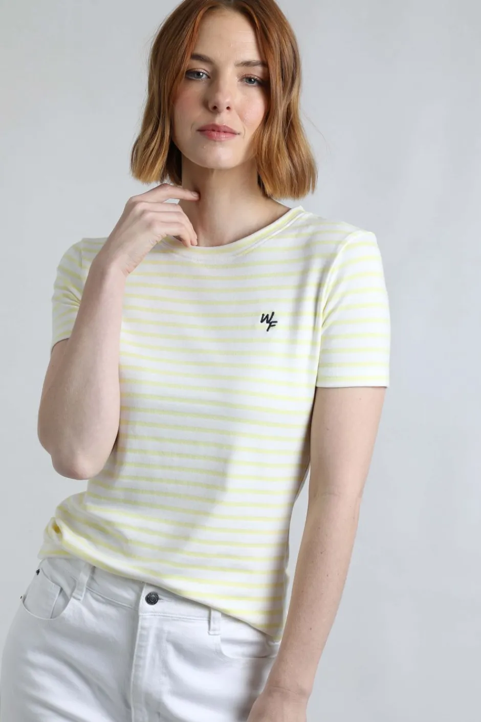 Weird Fish Tunics|Tops & T-Shirts|Natalie Organic Cotton Striped Crew Neck T-Shirt Lemon