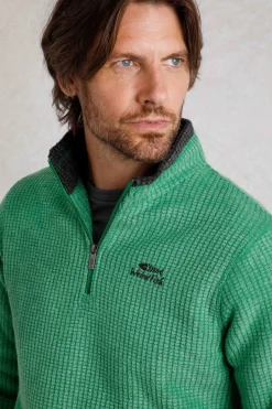 Weird Fish Fleece|Newark Eco 1/4 Zip Grid Fleece Dark Green