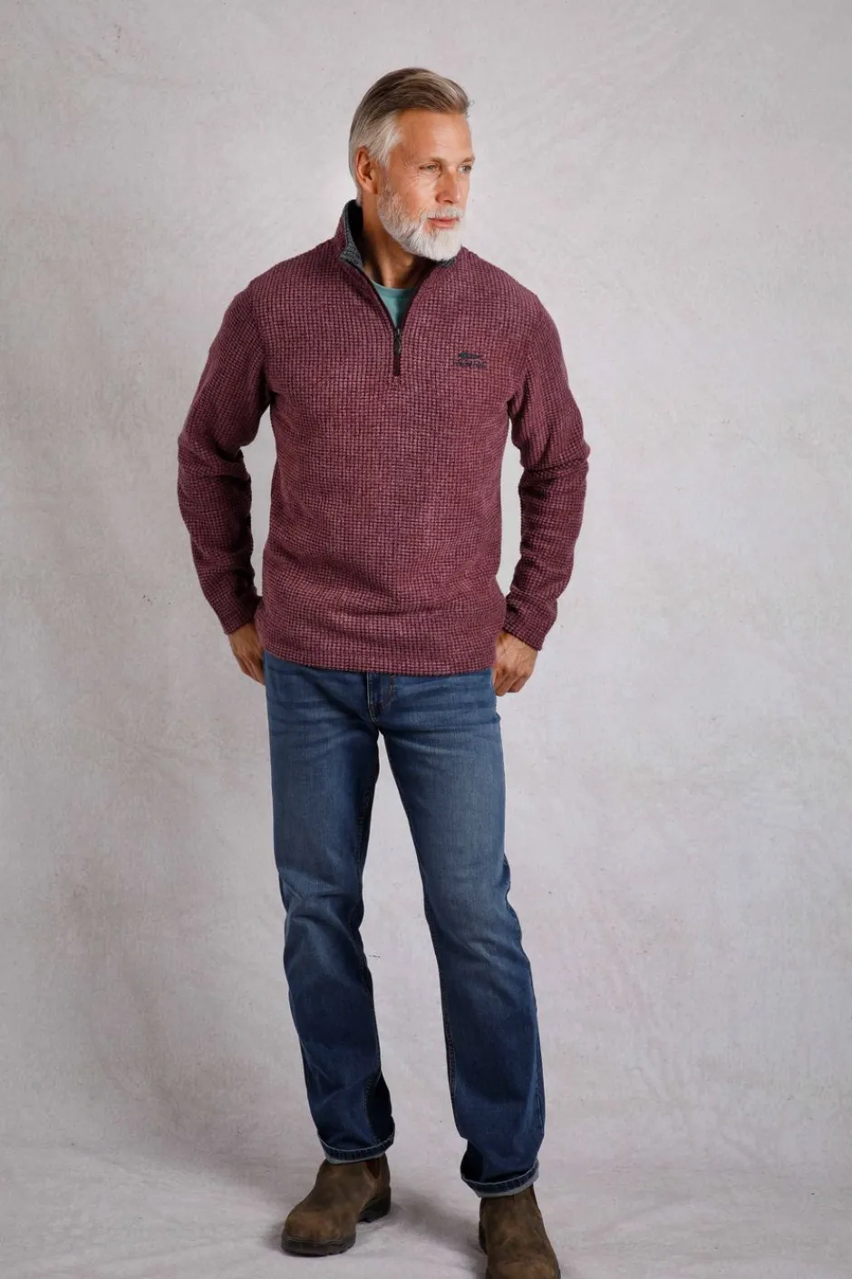 Weird Fish Fleece|Newark Eco 1/4 Zip Grid Fleece Garnet