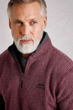 Weird Fish Fleece|Newark Eco 1/4 Zip Grid Fleece Garnet