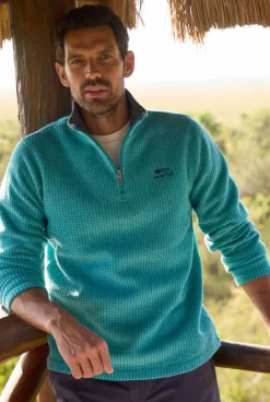 Weird Fish Fleece|Newark Eco 1/4 Zip Grid Fleece Viridis