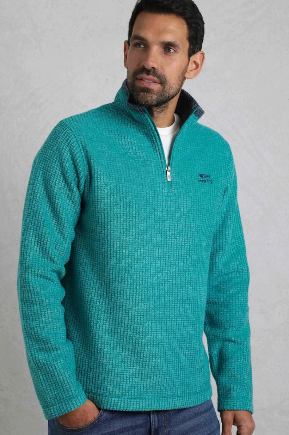 Weird Fish Fleece|Newark Eco 1/4 Zip Grid Fleece Viridis