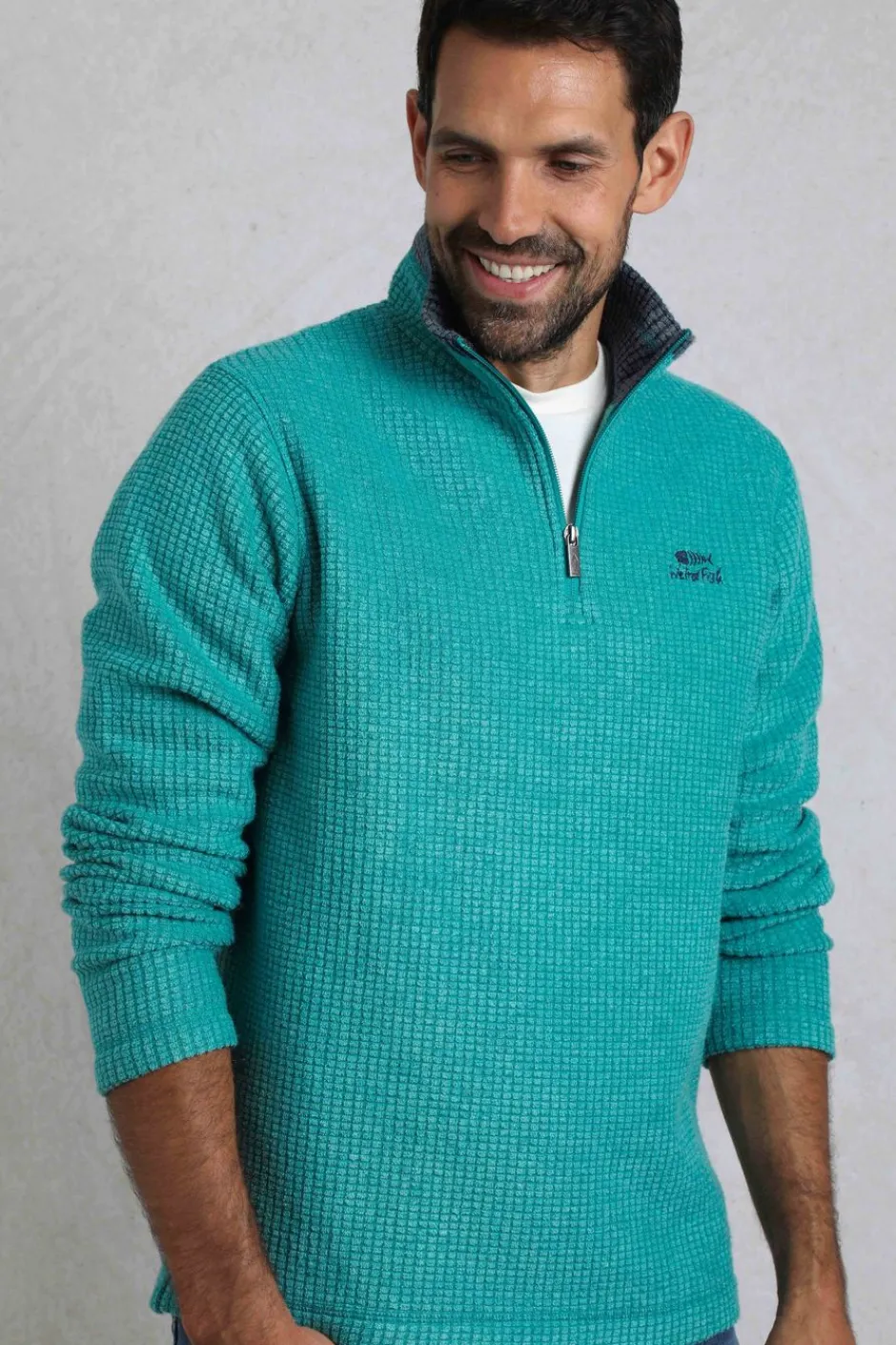 Weird Fish Fleece|Newark Eco 1/4 Zip Grid Fleece Viridis