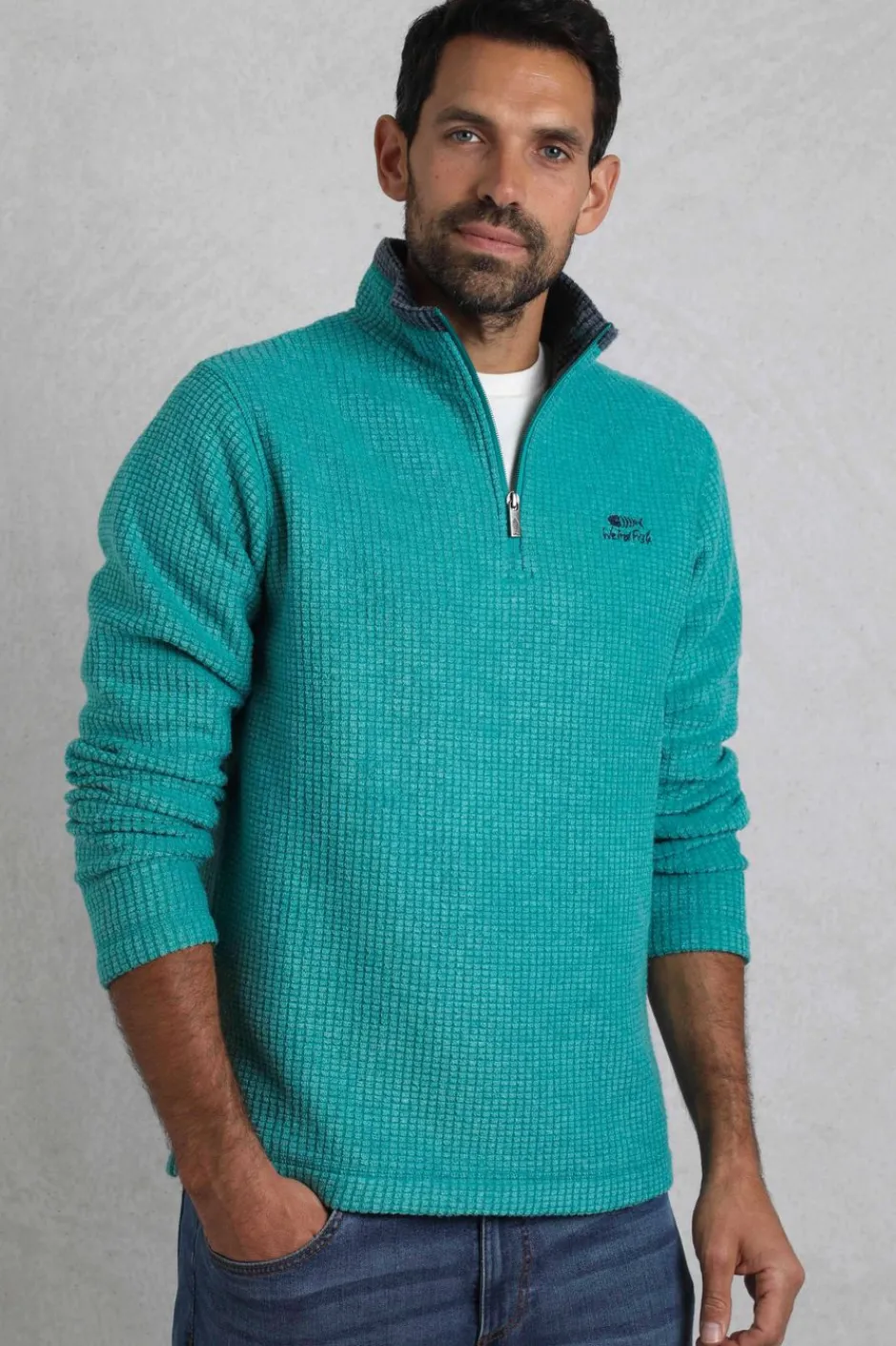 Weird Fish Fleece|Newark Eco 1/4 Zip Grid Fleece Viridis