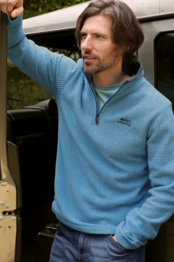 Weird Fish Fleece|Newark Eco 1/4 Zip Grid Fleece Sky Blue