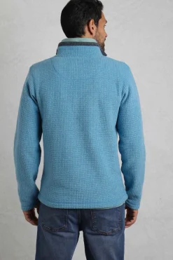 Weird Fish Fleece|Newark Eco 1/4 Zip Grid Fleece Sky Blue